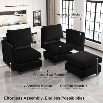 Belffin Oversized Modular Velvet Sectional Sofa with Storage