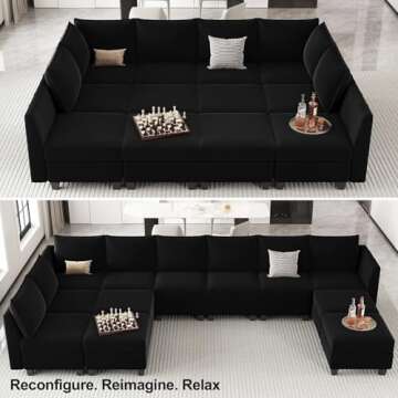 Belffin Oversized Modular Velvet Sectional Sofa with Storage