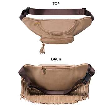 Solene Fringe Waist bag for women with Multi Zipper Pockets - (KL088, Stone)