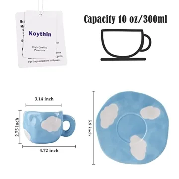 Koythin Handmade Ceramic Coffee Mug & Saucer Set