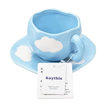 Koythin Handmade Ceramic Coffee Mug & Saucer Set