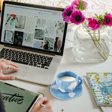 Koythin Handmade Ceramic Coffee Mug & Saucer Set