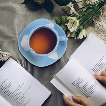 Koythin Handmade Ceramic Coffee Mug & Saucer Set