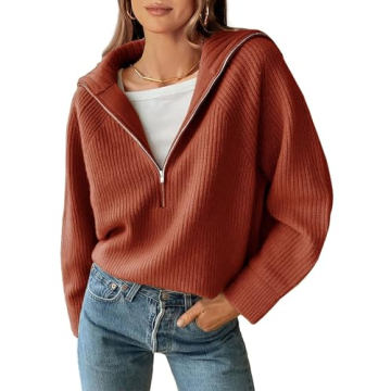 Chic BTFBM Women’s Half Zip Pullover Sweater for Casual Style