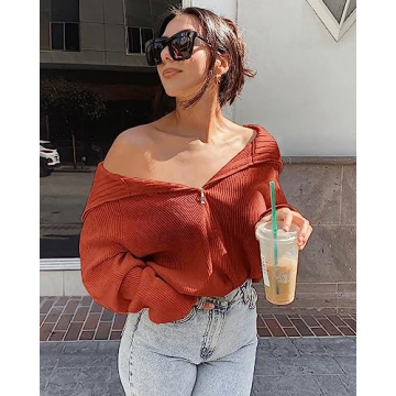 Chic BTFBM Women’s Half Zip Pullover Sweater for Casual Style