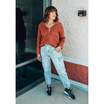 Chic BTFBM Women’s Half Zip Pullover Sweater for Casual Style