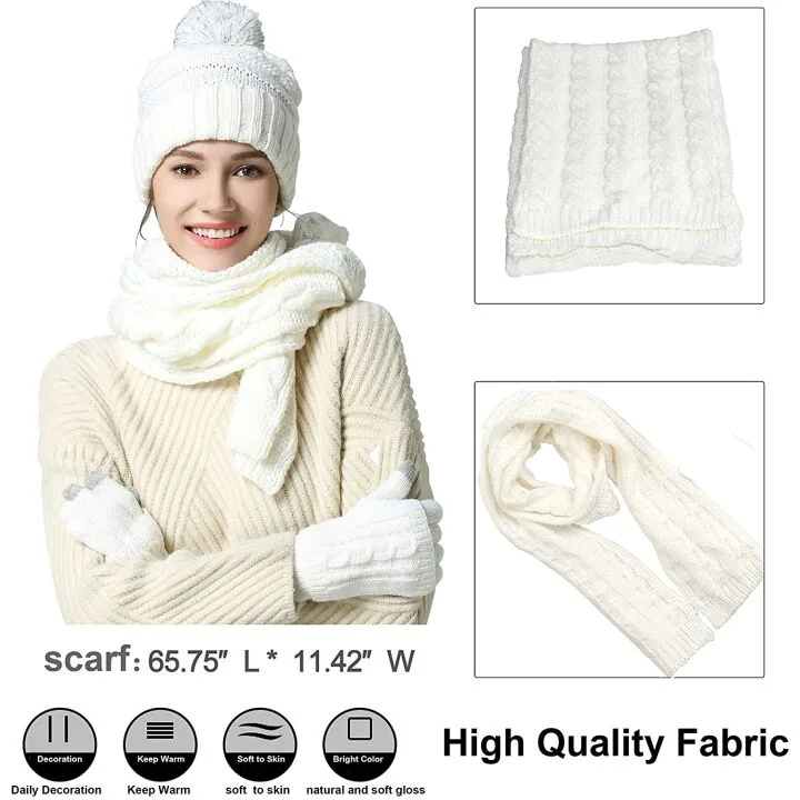 Cozy Winter Scarf, Gloves & Beanie Gift Set