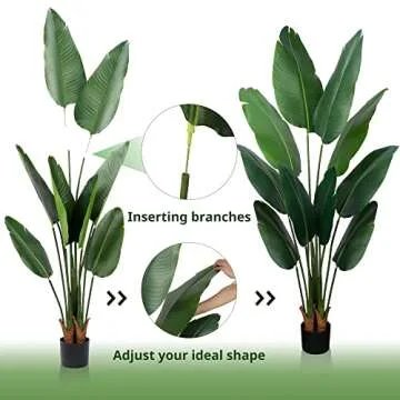 Yepdin Artificial Bird of Paradise Plant 5 Ft Tall Fake Banana Leaf Plant for Indoors and Outdoors,Faux Palm Tree with Plastic Pot for Office and Home Decor,L160