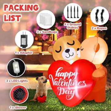Boveco 4FT Inflatable Valentines Day Outdoor Decorations Couple Bear with Love Heart LED Valentines Blow up Yard Decoration with LED Light for Party Anniversary Wedding Propose Garden Lawn Decor