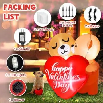Boveco 4FT Inflatable Valentines Day Outdoor Decorations Couple Bear with Love Heart LED Valentines Blow up Yard Decoration with LED Light for Party Anniversary Wedding Propose Garden Lawn Decor