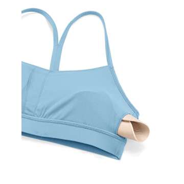 CRZ YOGA Butterluxe Y Back Sports Bras for Women Wireless Yoga Padded Top Pure Blue Small