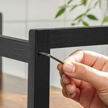 SONGMICS Spice Rack OFS046B01, 2 Tier Storage Rack, Desktop Organiser, Bamboo Frame, for Kitchens, Dining Rooms, Offices, Rustic Brown and Black