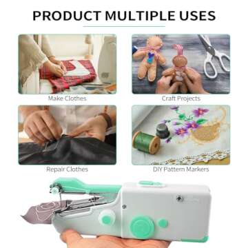Handheld Sewing Machine, Mini Portable Sewing Machine Rechargeable for Quick Stitching 33Pcs, Cordle...