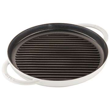 STAUB Cast Iron Round Steam Grill, 12-inch, White