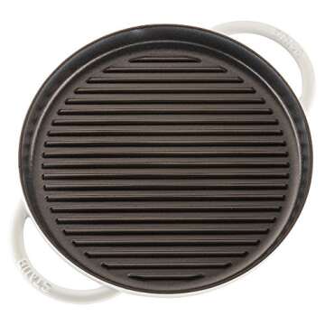 STAUB Cast Iron Round Steam Grill, 12-inch, White