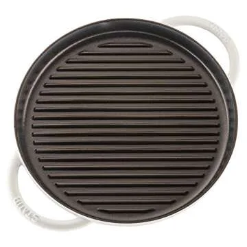 STAUB Cast Iron Round Steam Grill, 12-inch, White