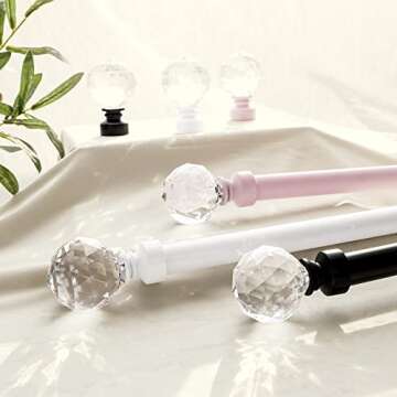 PONY DANCE Adjustable Curtain Rod with Crystal Finials