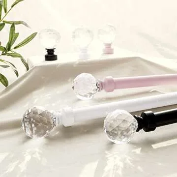 PONY DANCE Adjustable Curtain Rod with Crystal Finials