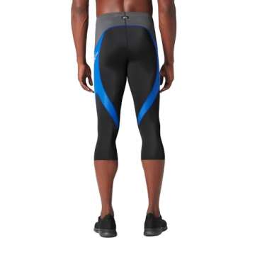 CW-X Men's Stabilyx Joint Support 3/4 Compression Tight, Black/Grey/Blue, Small