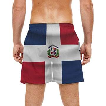 super3Dprinted Dominican Republic Flag Men's Swim Trunks Water Beach Shorts with Pockets Multi