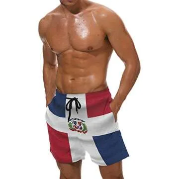 super3Dprinted Dominican Republic Flag Men's Swim Trunks Water Beach Shorts with Pockets Multi