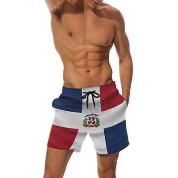 super3Dprinted Dominican Republic Flag Men's Swim Trunks Water Beach Shorts with Pockets Multi