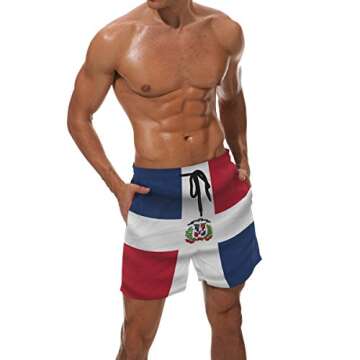 super3Dprinted Dominican Republic Flag Men's Swim Trunks Water Beach Shorts with Pockets Multi