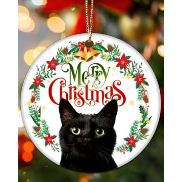 Handcrafted Black Cat Christmas Ornament - Perfect Gift for Cat Lovers