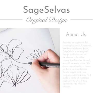 SageSelvas Taupe Farmhouse Decorative Throw Pillow Cover 14X36, Accent Lumbar Throw Pillow for Bed, Floral Neutral Cotton Pillowcase for Couch Sofa Living Room, 1PC