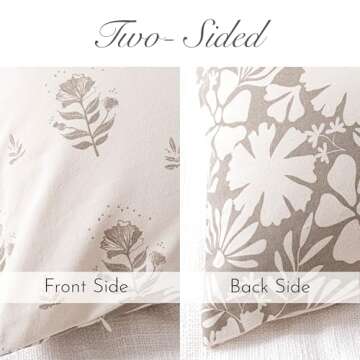 SageSelvas Taupe Farmhouse Decorative Throw Pillow Cover 14X36, Accent Lumbar Throw Pillow for Bed, Floral Neutral Cotton Pillowcase for Couch Sofa Living Room, 1PC