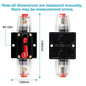 80 Amp 12V-24V DC Fuse Holder,Audio Circuit Breaker,Auto Car Stereo Inline Fuse Holders, Manual Rese...