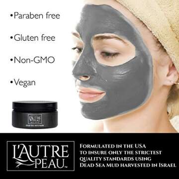 L’Autre Peau Dead Sea Mud Mask for Face & Body Facial Cleansing Clay Pore Reducer for Acne, Blackh...