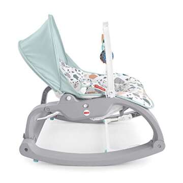 Fisher-Price Deluxe Infant-to-Toddler Rocker - Pacific Pebble, portable baby seat for soothing, feed...