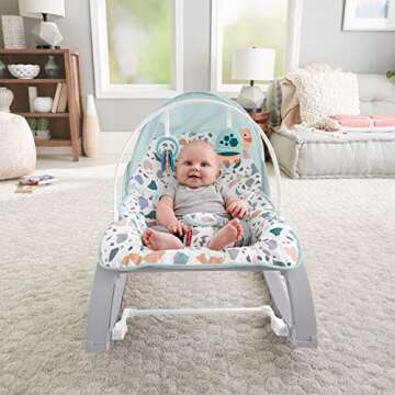 Fisher-Price Deluxe Infant-to-Toddler Rocker - Pacific Pebble, portable baby seat for soothing, feeding, and playing