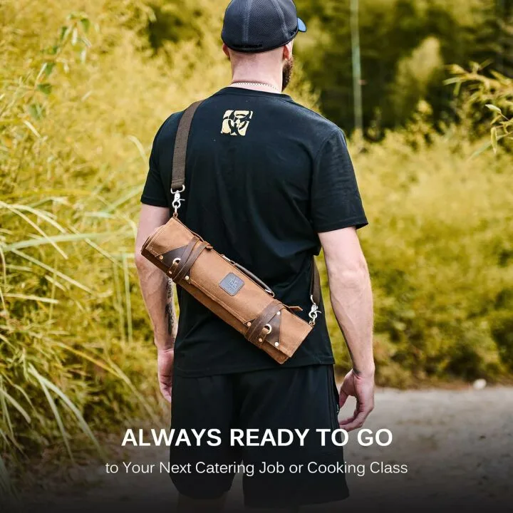 KYOKU Kiritsuke Knife & Black Roll Bag - Kitchen Essentials