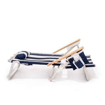 Business & Pleasure Co. Holiday Tommy Chairs - Reclining Backpack Beach Chairs - Navy Capri Stripe, 2-Pack