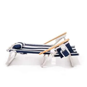 Business & Pleasure Co. Holiday Tommy Chairs - Reclining Backpack Beach Chairs - Navy Capri Stripe, 2-Pack