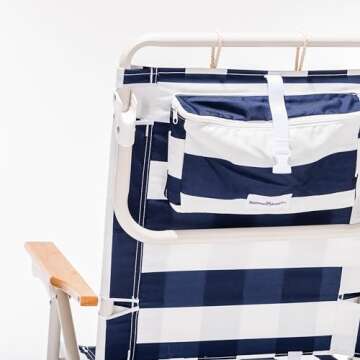 Business & Pleasure Co. Holiday Tommy Chairs - Reclining Backpack Beach Chairs - Navy Capri Stripe, 2-Pack
