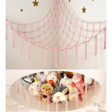 Large Stuffed Animal Storage Hammock Corner Net - Ideal Toy Organizer