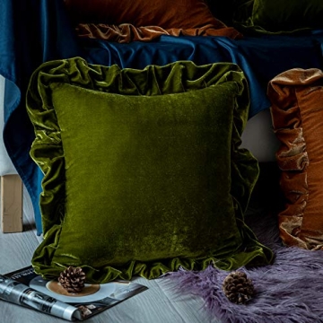 Elegant Olive Green Velvet Pillow Covers for Home Decor