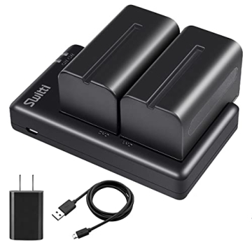 Switti NP-F750 Battery Charger Set - 2 Pack High Capacity Batteries Compatible with NP Series