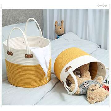 Nerseki Eco-Friendly Cotton Rope Laundry Basket in Yellow
