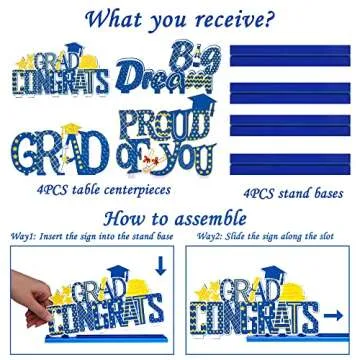 90shine Blue Graduation Decorations - Class of 2024 Centerpieces