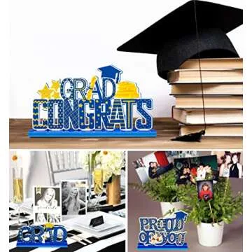 90shine Blue Graduation Decorations - Class of 2024 Centerpieces