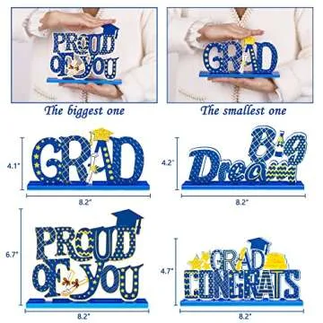 90shine Blue Graduation Decorations - Class of 2024 Centerpieces