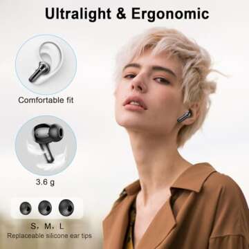Wireless Earbuds Bluetooth 5.4 Headphones, 2025 Deep Bass Hi-Fi Stereo Ear Buds, 4 ENC Noise Cancelling Mic, 36Hrs USB-C in-Ear Earphone, IP7 Waterproof Sport Workout for Laptop Pad Android iOS Phone