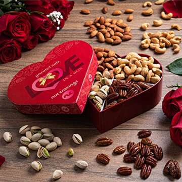 NUT CRAVINGS Gourmet Collection - Valentines Day Mixed Nuts Heart Shaped Gift Basket, Love in A Box ...