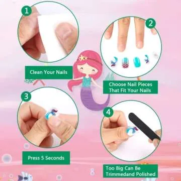 JANYUN 192Pcs Kids Fake Stick on Nails - Easy Nail Art