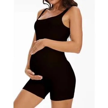 BDITANLE Maternity Workout Romper Pregnancy Yoga Ribbed One Piece Seamless Tank Top Jumpsuit