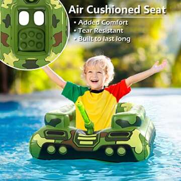 Inflatable Tank Pool Floats Kids - Jasonwell Toddler Pool Floaties Swimming Pool Tank with Water Cannon Gun Swim Floaty Rafts Lake Beach Party Pool Toys for Boys Girls Toddlers Kids